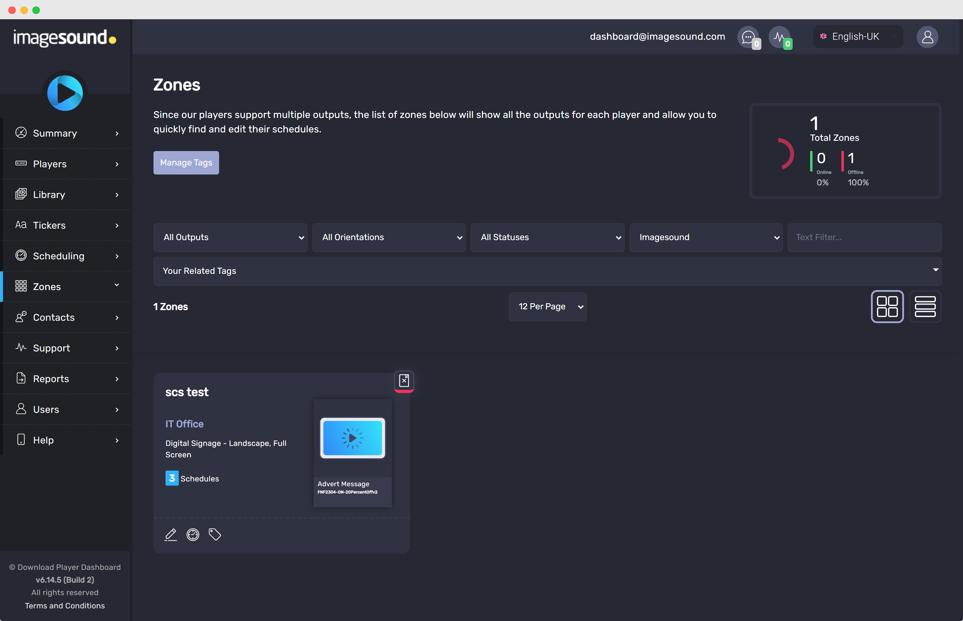 Dashboard Summary Page